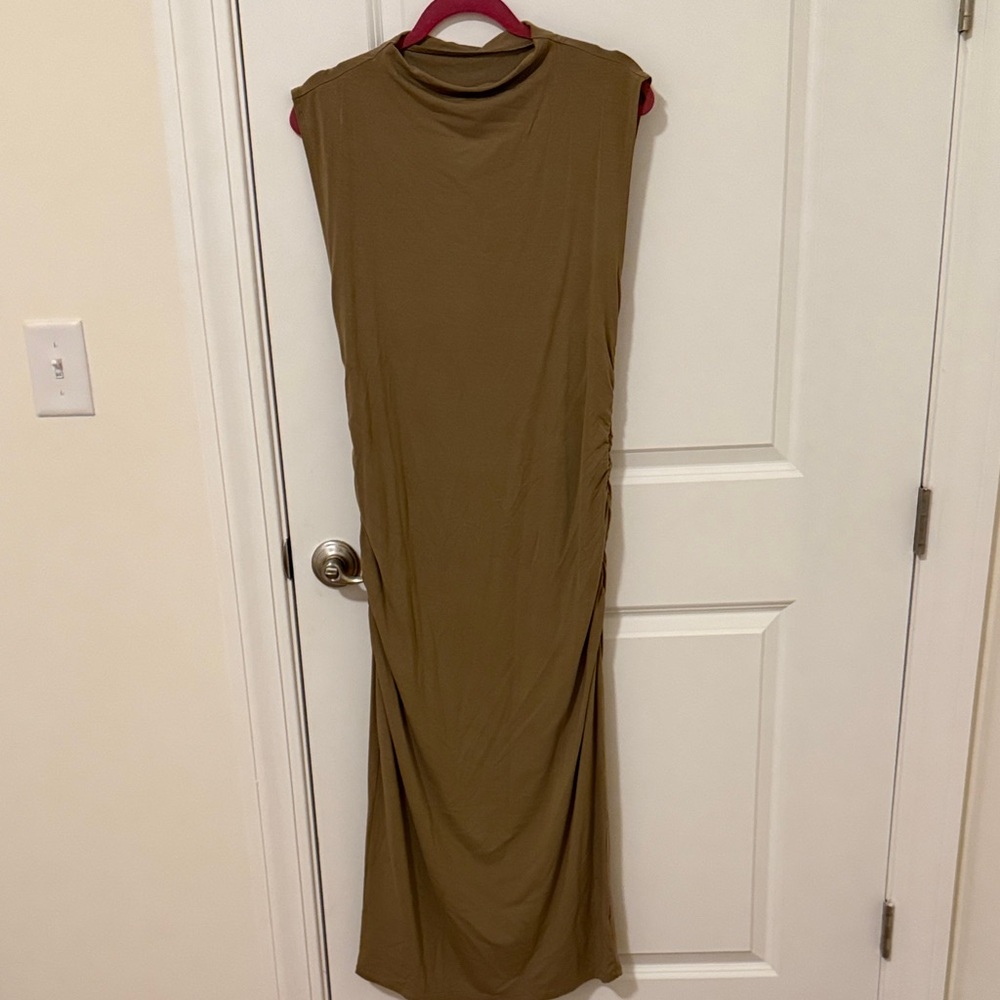 High Neck Brown Maxi Dress